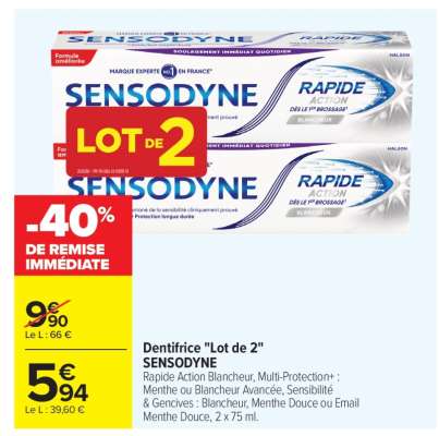Dentifrice "Lot de 2" SENSODYNE