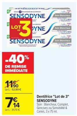 Dentifrice "Lot de 3" SENSODYNE