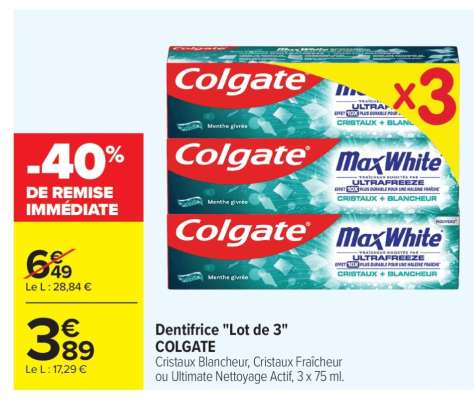 Dentifrice «Lot de 3» COLGATE