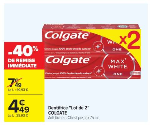 Dentifrice «Lot de 2» COLGATE