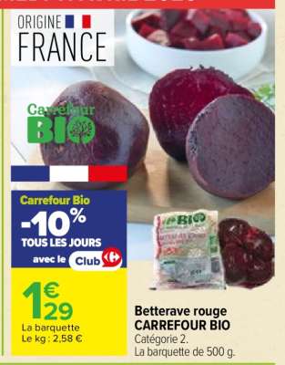 Betterave rouge CARREFOUR BIO