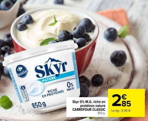 Skyr 0% M.G. riche en protéines nature CARREFOUR CLASSIC