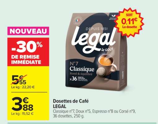 Dosettes de Café LEGAL