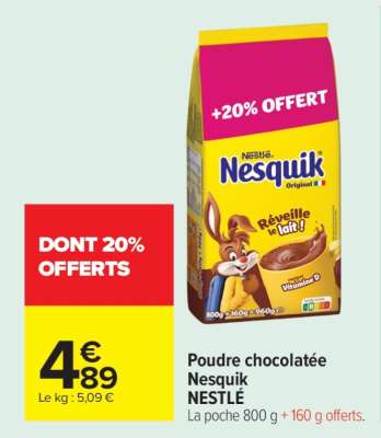 POUDRE CHOCOLATÉE NESQUIK NESTLÉ