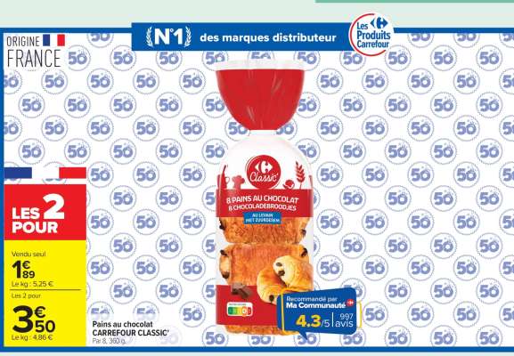PAINS AU CHOCOLAT CARREFOUR CLASSIC'