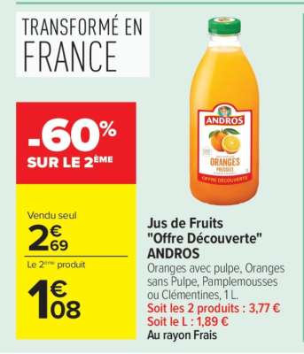 Jus de Fruits "Offre Découverte" ANDROS
