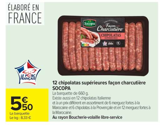 12 chipolatas supérieures façon charcutière SOCOPA