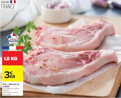Porc : côte avec os à griller
