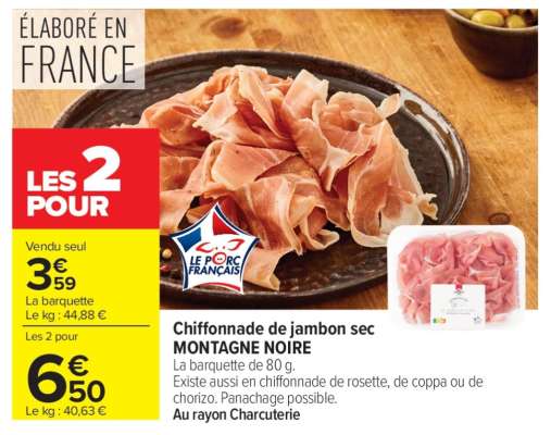 Chiffonnade de jambon sec MONTAGNE NOIRE