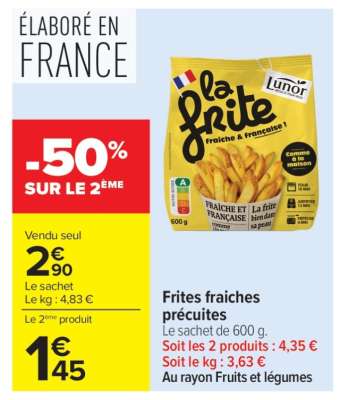 Frites fraiches précuites