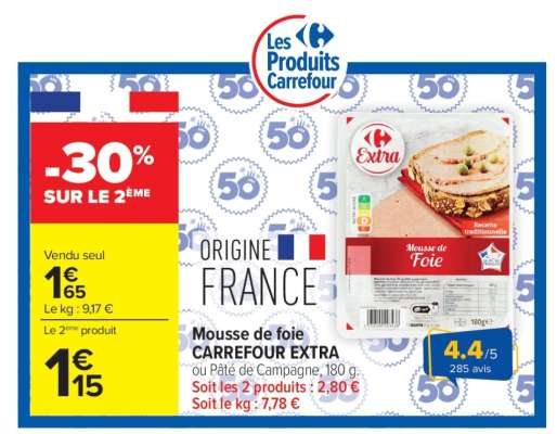 Mousse de foie CARREFOUR EXTRA