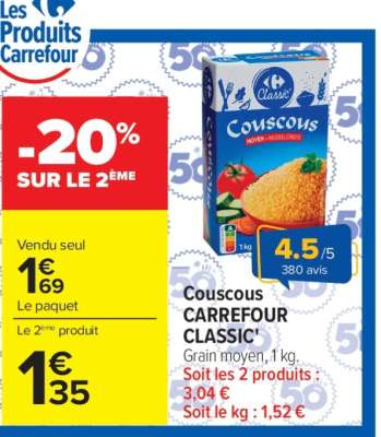 Couscous CARREFOUR CLASSIC’