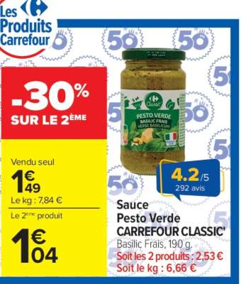 Sauce Pesto Verde CARREFOUR CLASSIC'