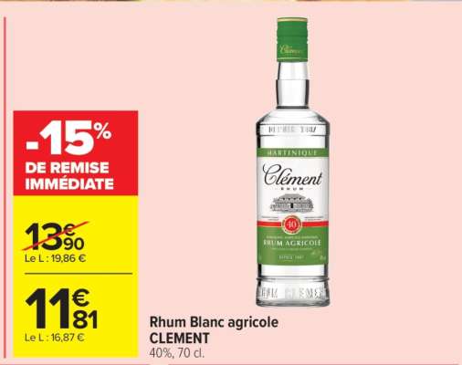 Rhum Blanc Agricole Clément