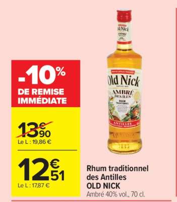 Rhum traditionnel des Antilles OLD NICK