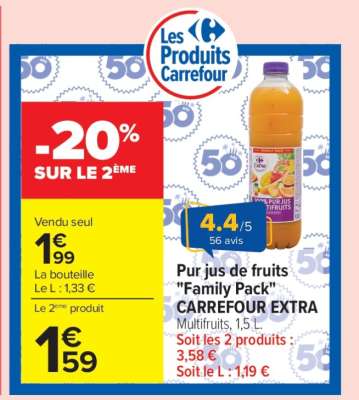 Pur jus de fruits "Family Pack" CARREFOUR EXTRA