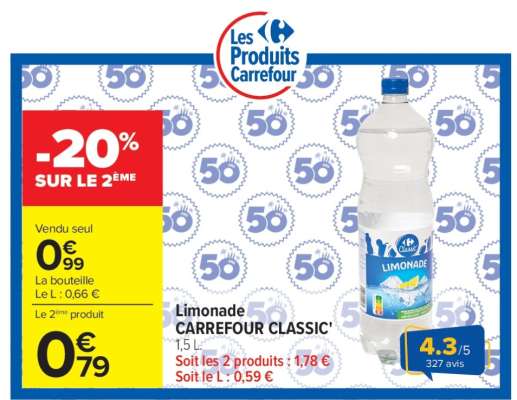 Limonade CARREFOUR CLASSIC'