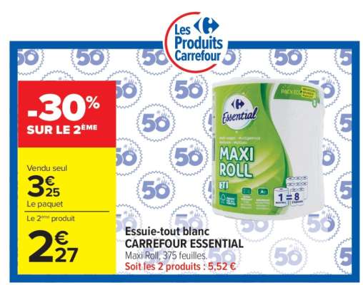 Essuie-tout blanc CARREFOUR ESSENTIAL