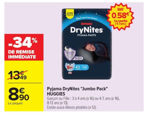 Pyjama DryNites "Jumbo Pack" HUGGIES