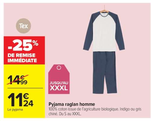 Pyjama raglan homme