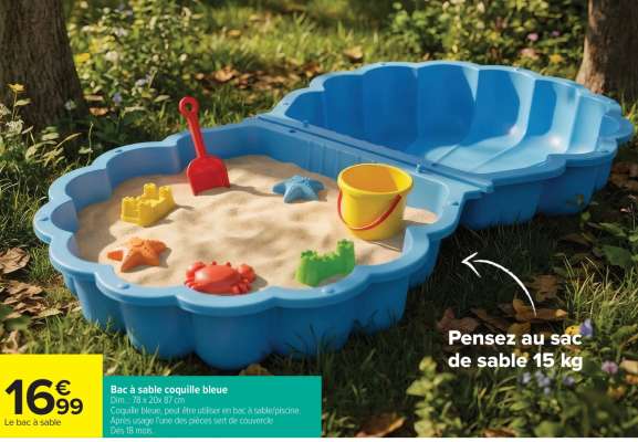 Bac à sable coquille bleue