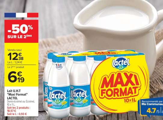Lait U.H.T 'Maxi Format' LACTEL