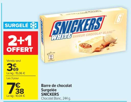 Barre de chocolat Surgelée SNICKERS