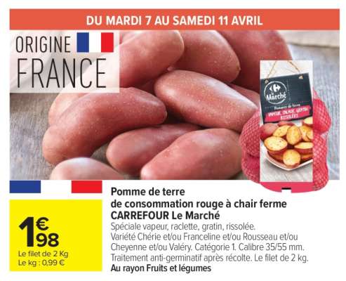 Pomme de terre de consommation rouge à chair ferme