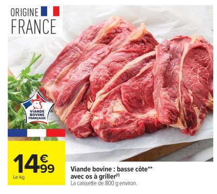 VIANDE BOVINE BASSE COTE ** AVEC OS A GRILLER