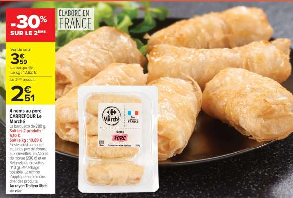 4 nems au porc CARREFOUR Le Marché