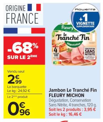 Jambon Le Tranché Fin FLEURY MICHON