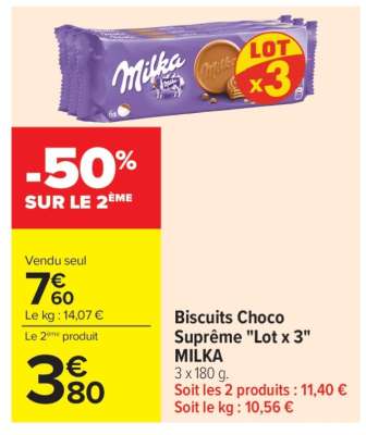 Biscuits Choco Suprême «Lot x 3» MILKA