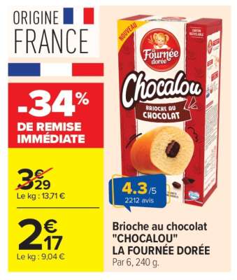 Brioche au chocolat "CHOCALOU" LA FOURNÉE DORÉE