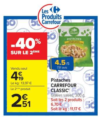 Pistaches CARREFOUR CLASSIC’