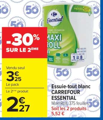 Essuie-tout blanc CARREFOUR ESSENTIAL