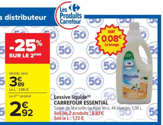 Lessive liquide CARREFOUR ESSENTIAL