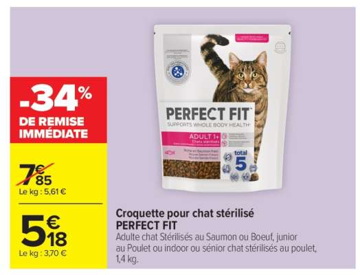 Croquette pour chat stérilisé PERFECT FIT