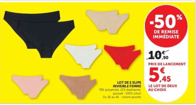 Lot de 2 slips invisible femme