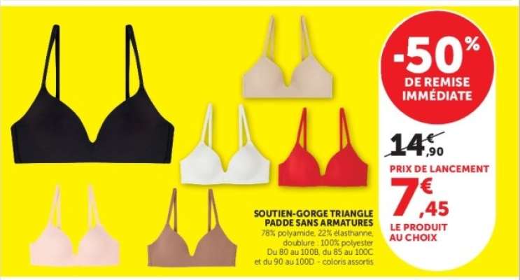 Soutien-gorge triangle paddé sans armatures