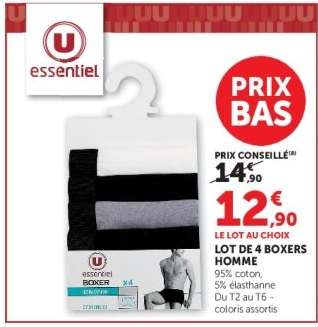 LOT DE 4 BOXERS HOMME