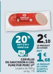 Cervelas ou Saucisson à l'ail fumé pur porc