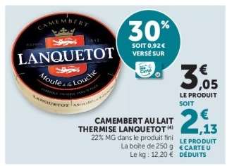 Camembert au Lait Thermisé Lanquetot