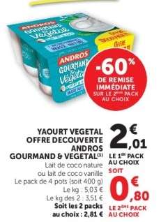 Yaourt Végétal Andros Gourmand & Végétal
