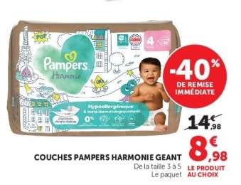 Couches Pampers Harmonie Géant