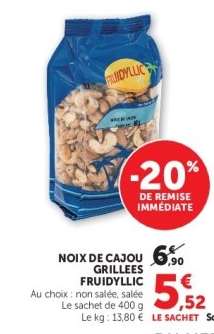 NOIX DE CAJOU GRILLÉES FRUIDYLLIC