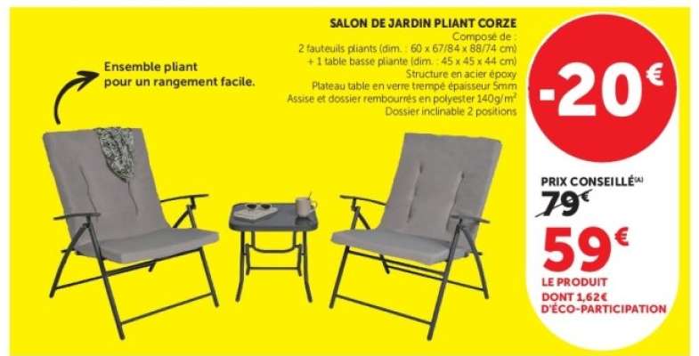SALON DE JARDIN PLIANT CORZÉ