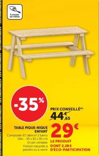 Table Pique Nique enfant