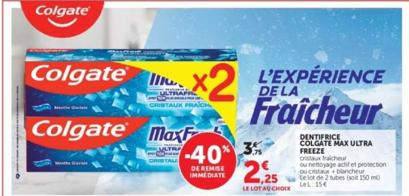 DENTIFRICE COLGATE MAX ULTRA FREEZE
