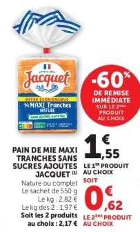 PAIN DE MIE MAXI TRANCHES SANS SUCRES AJOUTÉS JACQUET