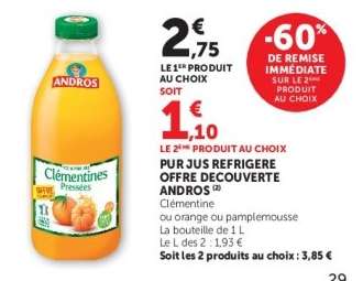 Pur Jus Réfrigéré Offre Découverte Andros